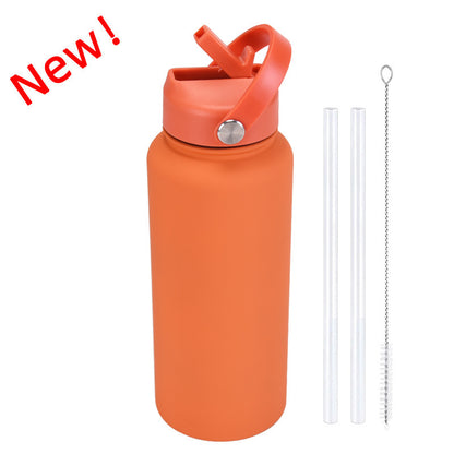 Sports Stainless Steel Large Capacity Straw Warm-keeping Water Cup